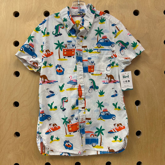 Beach Vacation Linen-Blend Button Up