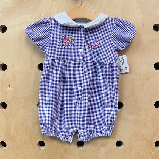 Purple Gingham Snap Romper
