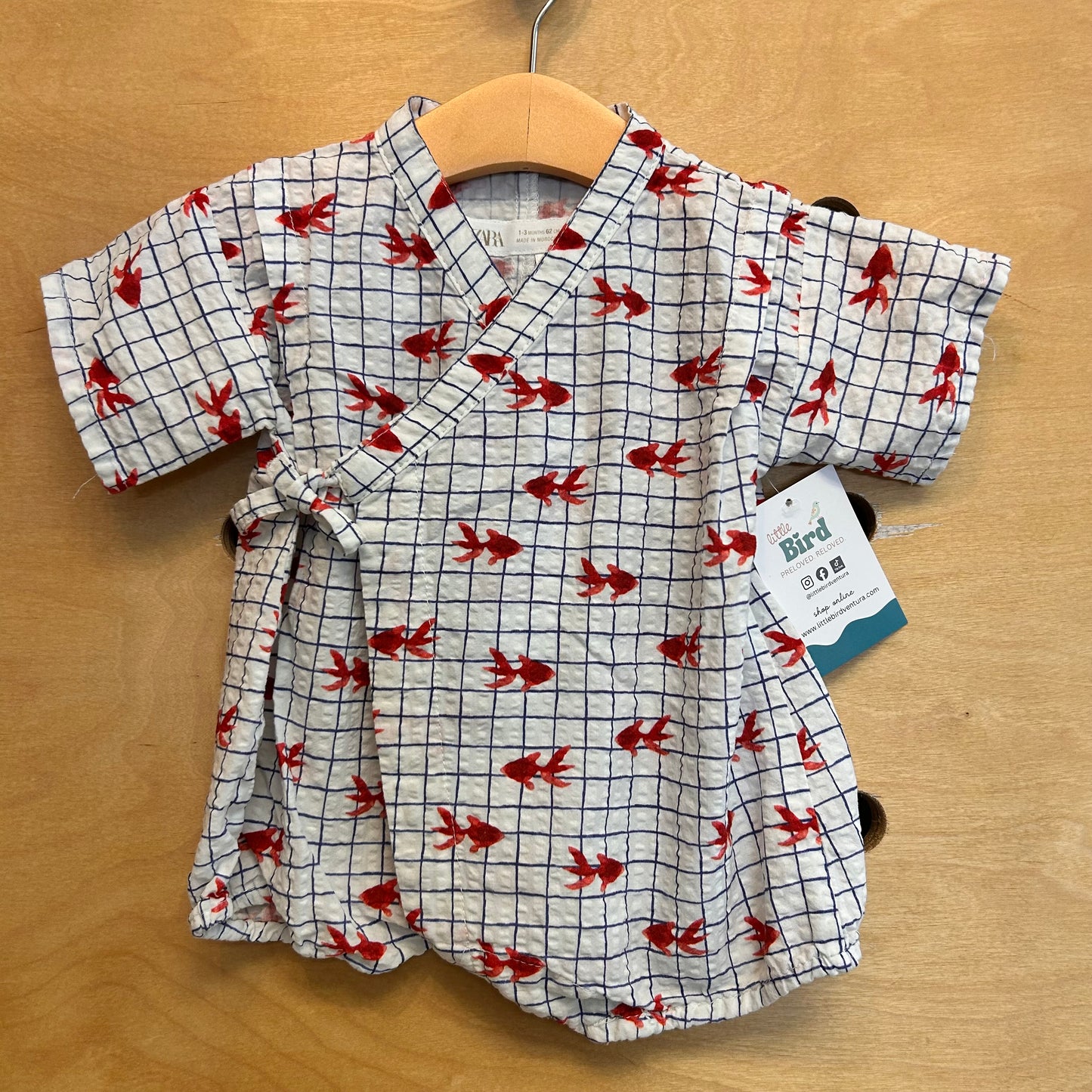White/Red Fish Cross-Tie Romper