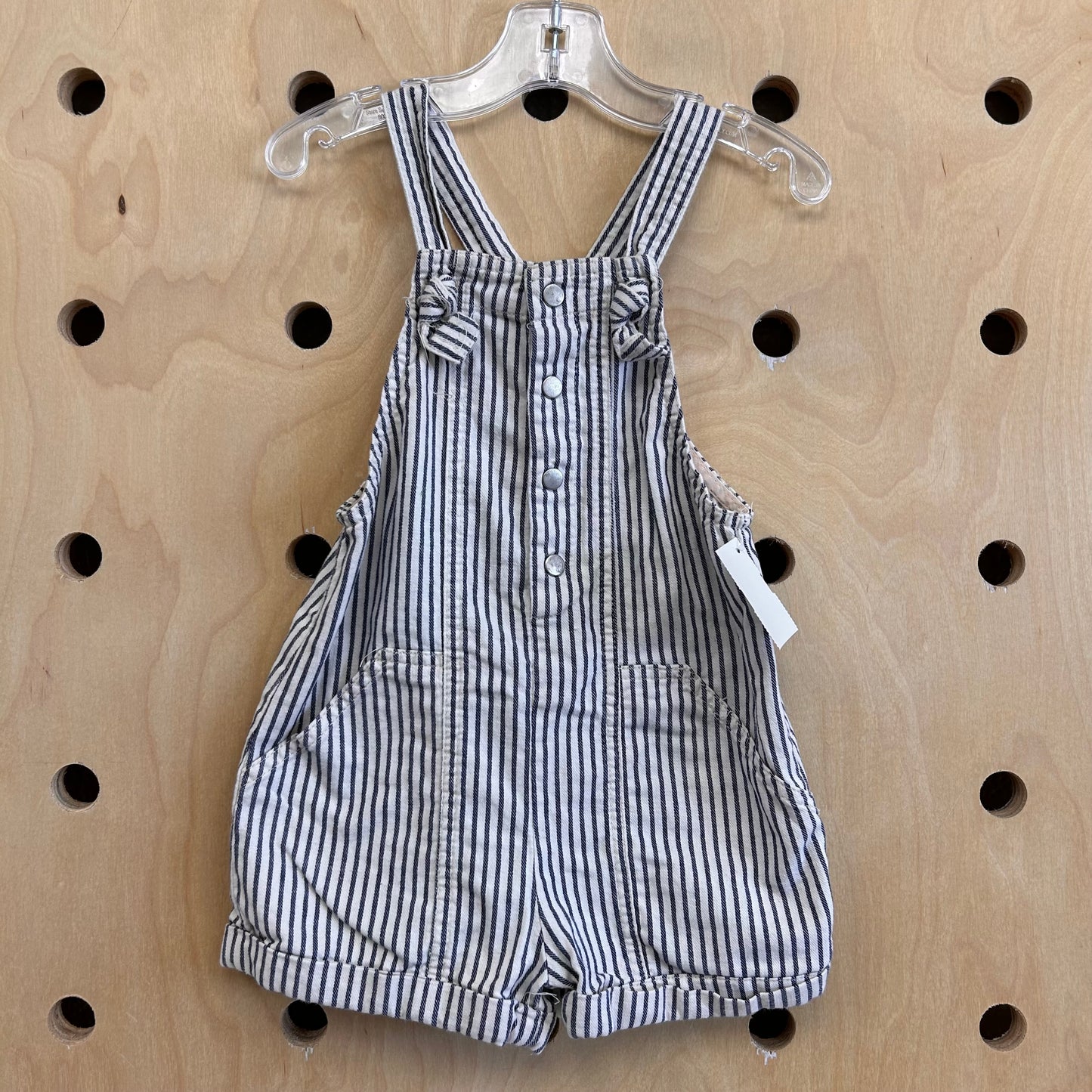 Striped Denim Snap Shortalls
