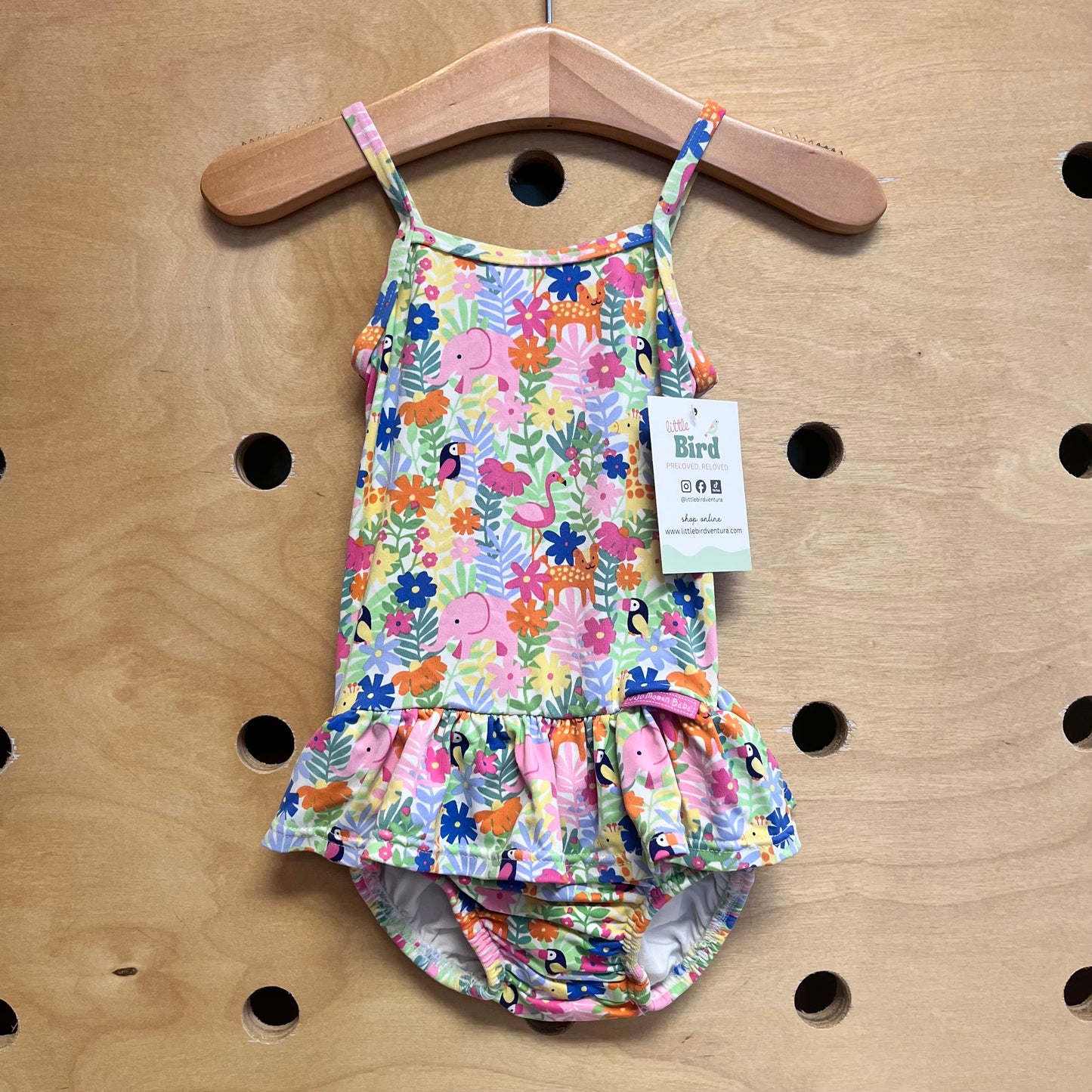 Pink Floral Safari Animals Swimsuit