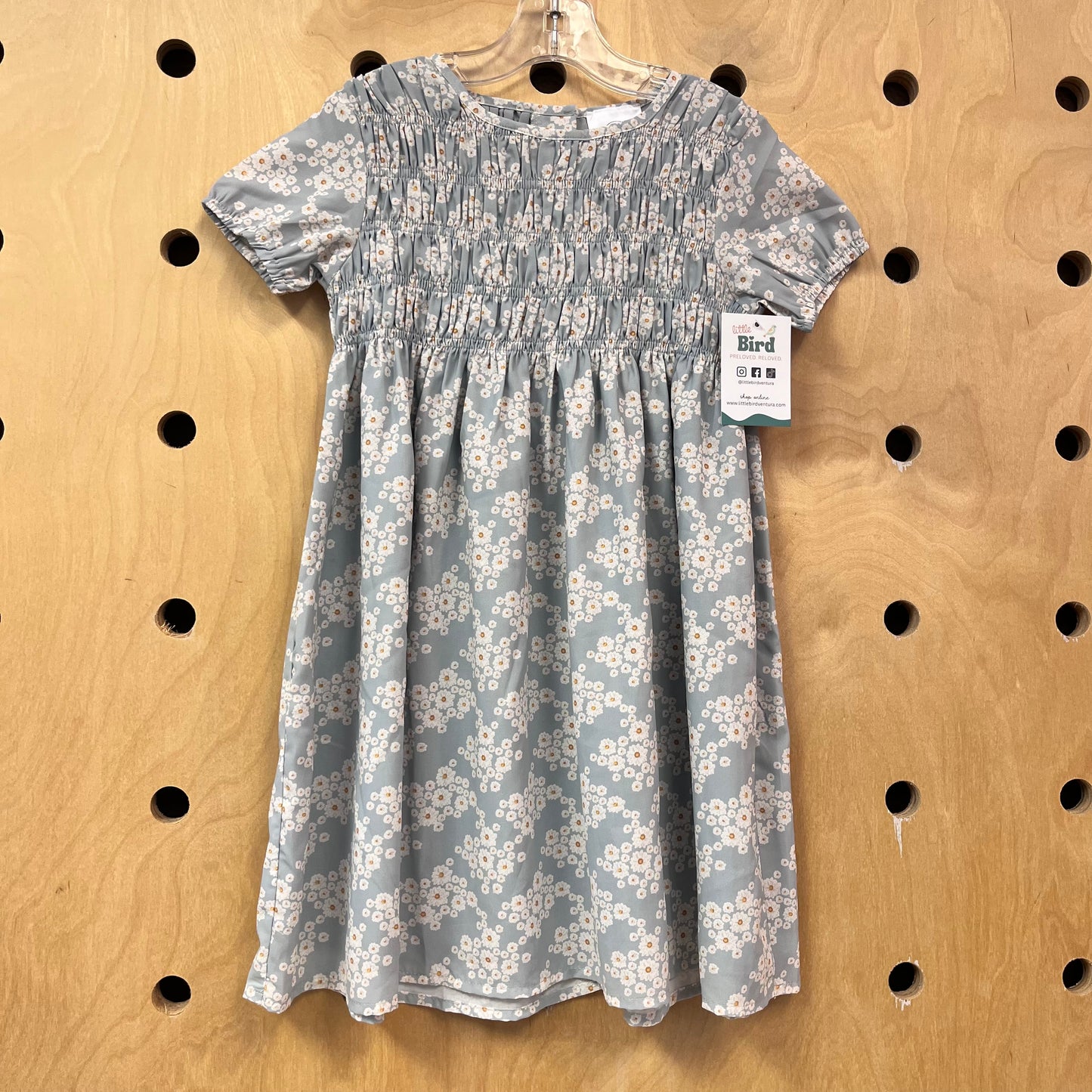 Silky Blue Floral Smocked Dress
