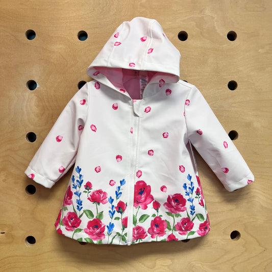 White/Pink Floral Rain Coat