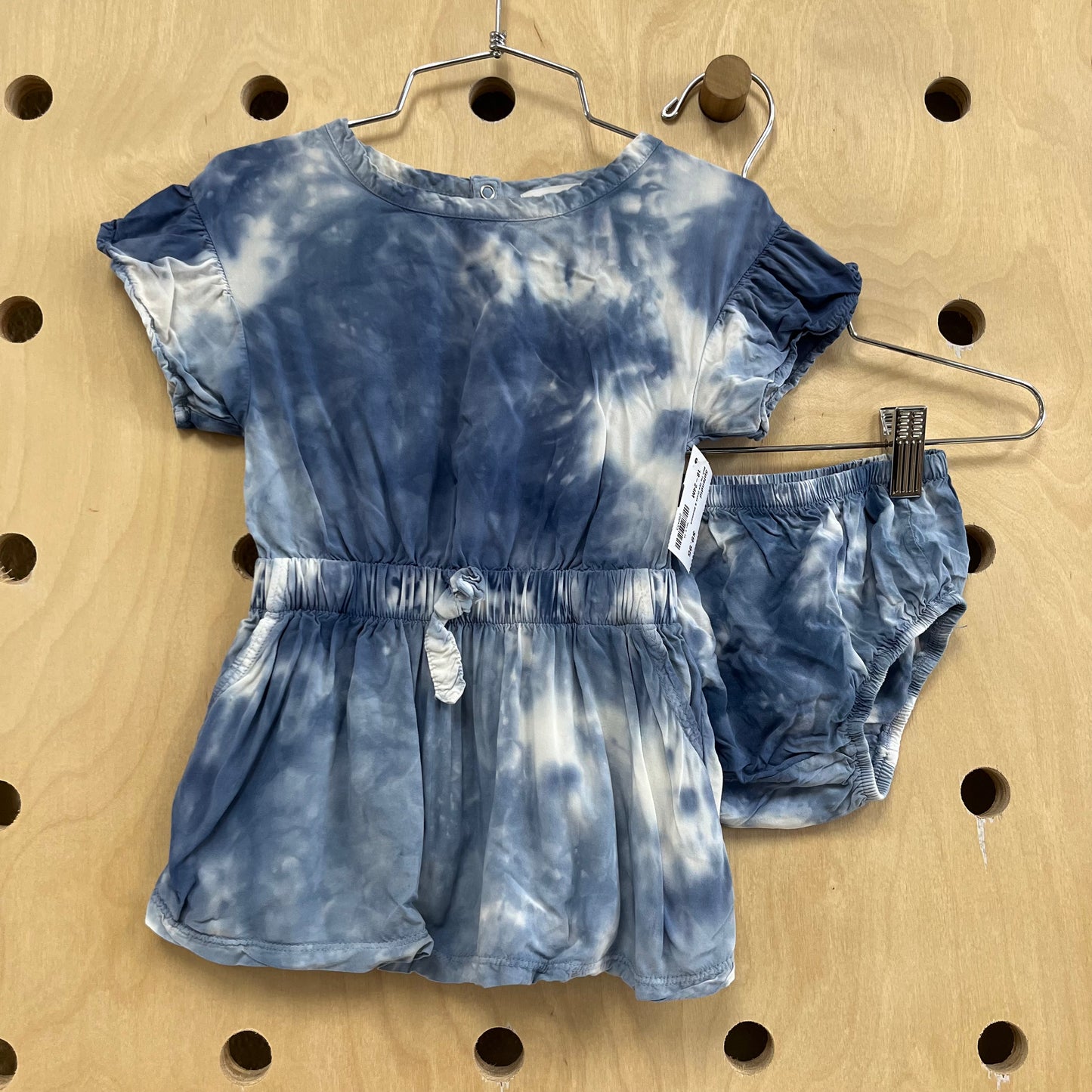 Blue Tie Dye Dress & Bloomers