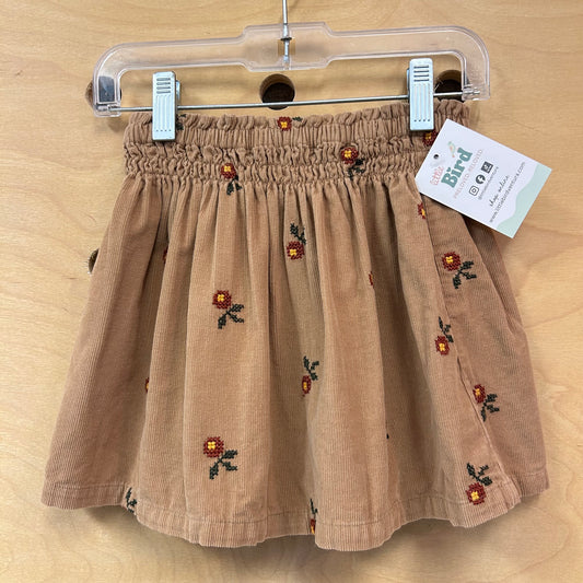 Brown Digi Embroidered Floral Skirt