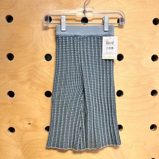 Blue Textured Knit Flare Pants