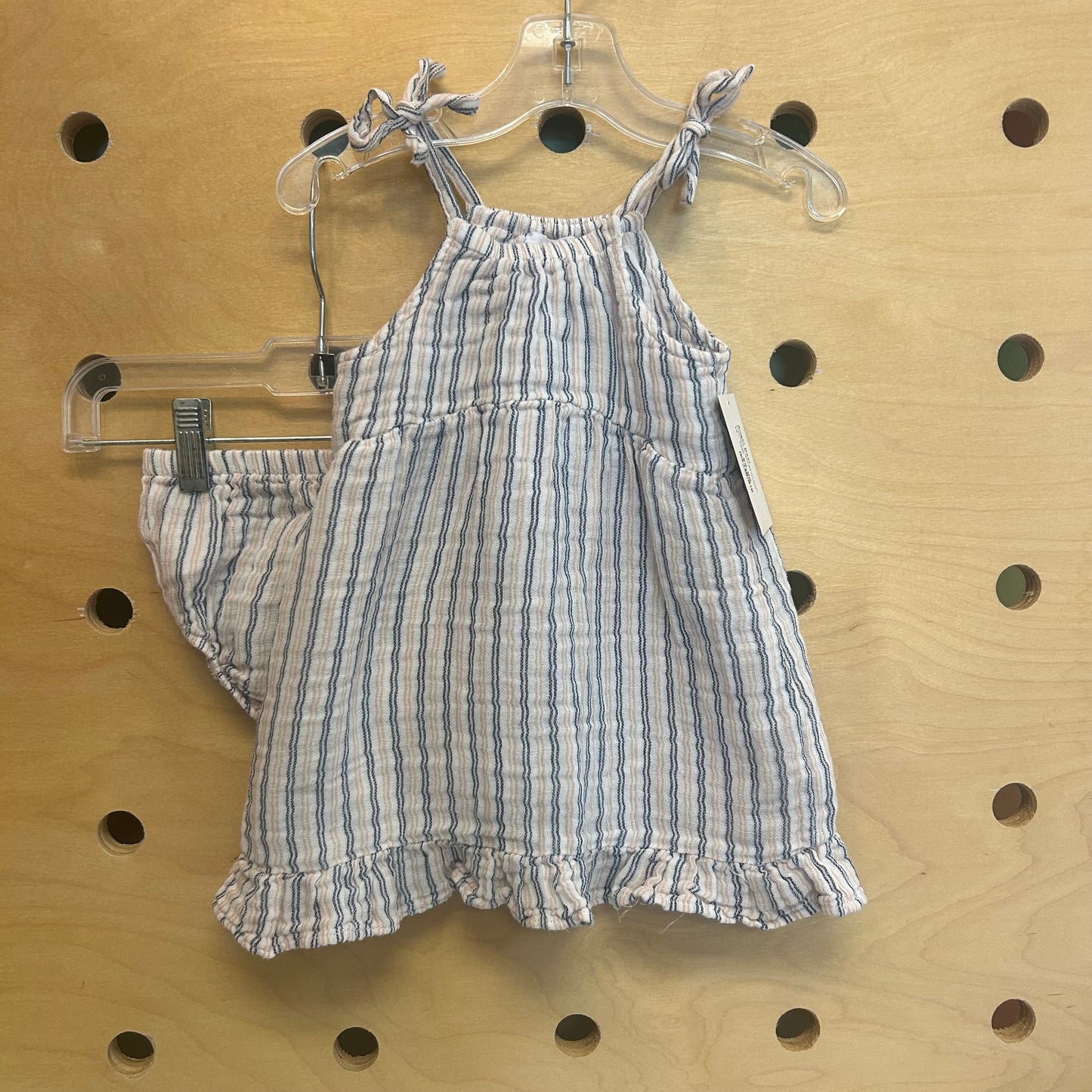 Pink/Blue Striped Gauze Dress