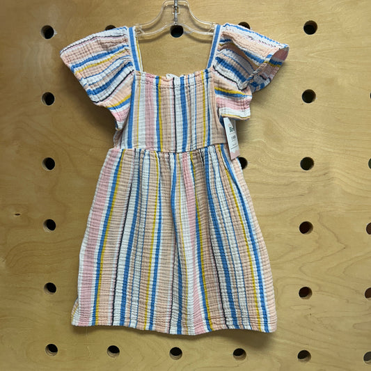Multicolor Striped Gauze Dress