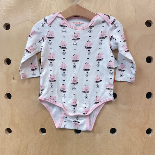 Cream + Pink Circus Hippos Bodysuit