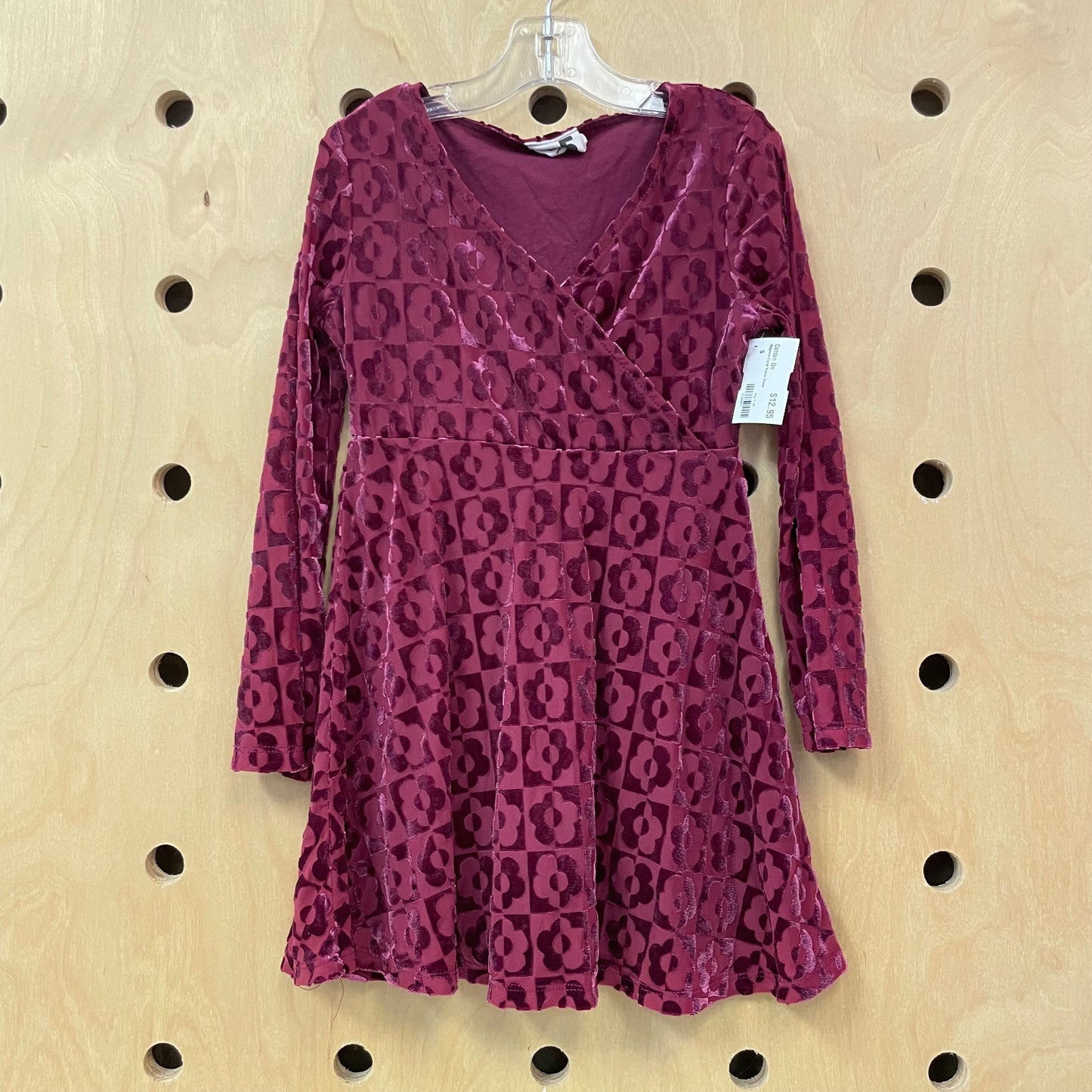 Magenta Floral Velour Dress