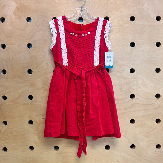 Red/White Lace Trim Dress
