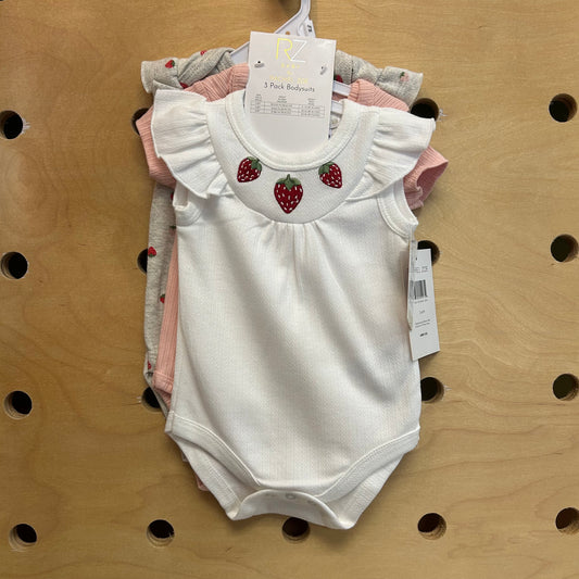 3 Pack Strawberry Bodysuits NEW!