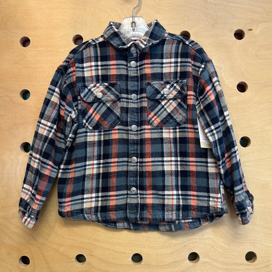 Blue/Coral Plaid Snap Flannel
