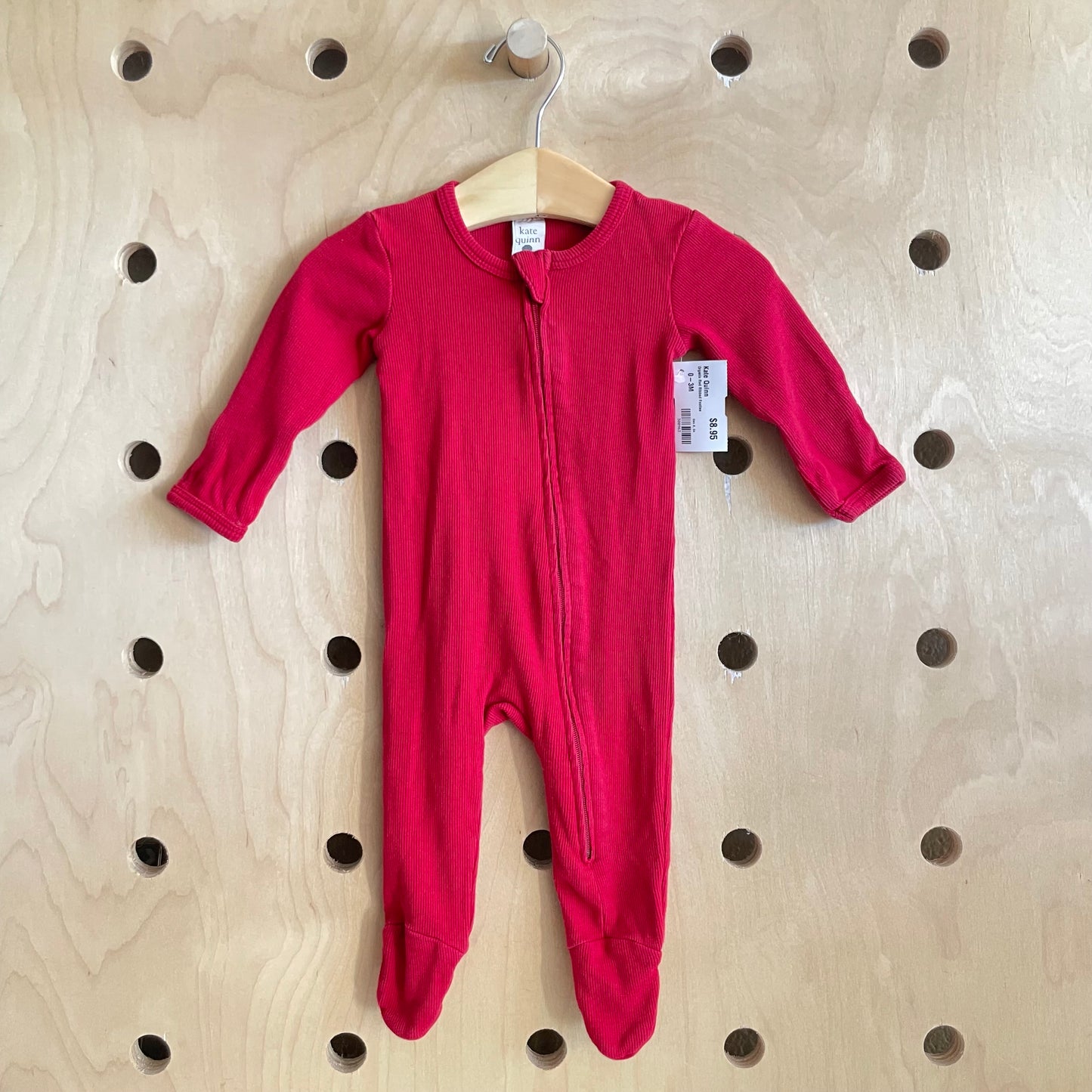 Organic Red Ribbed Footies