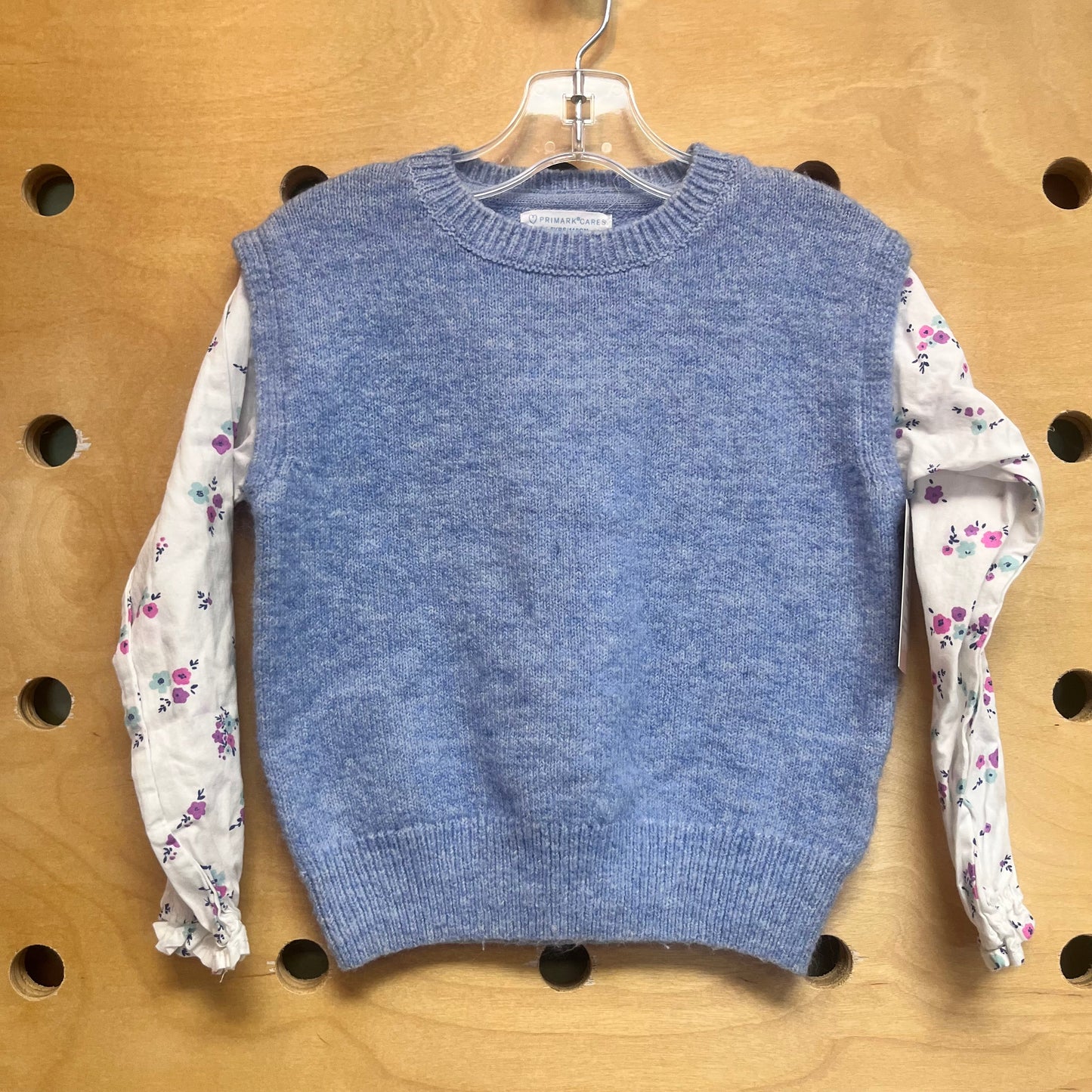 Faux-Layered Floral/Sweater Vest