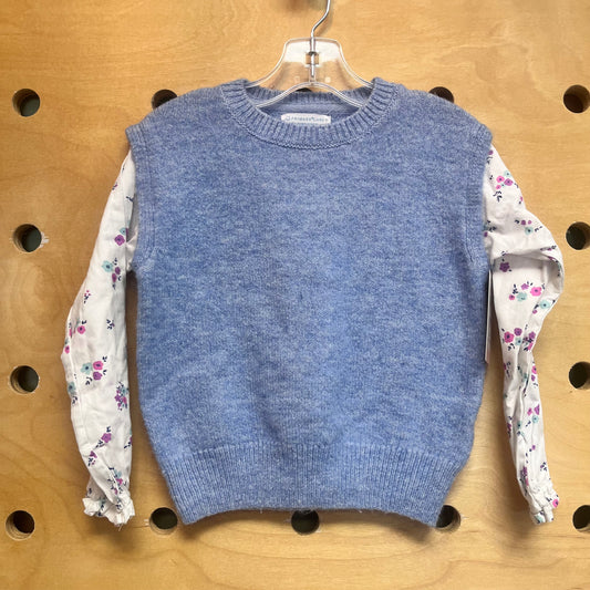 Faux-Layered Floral/Sweater Vest