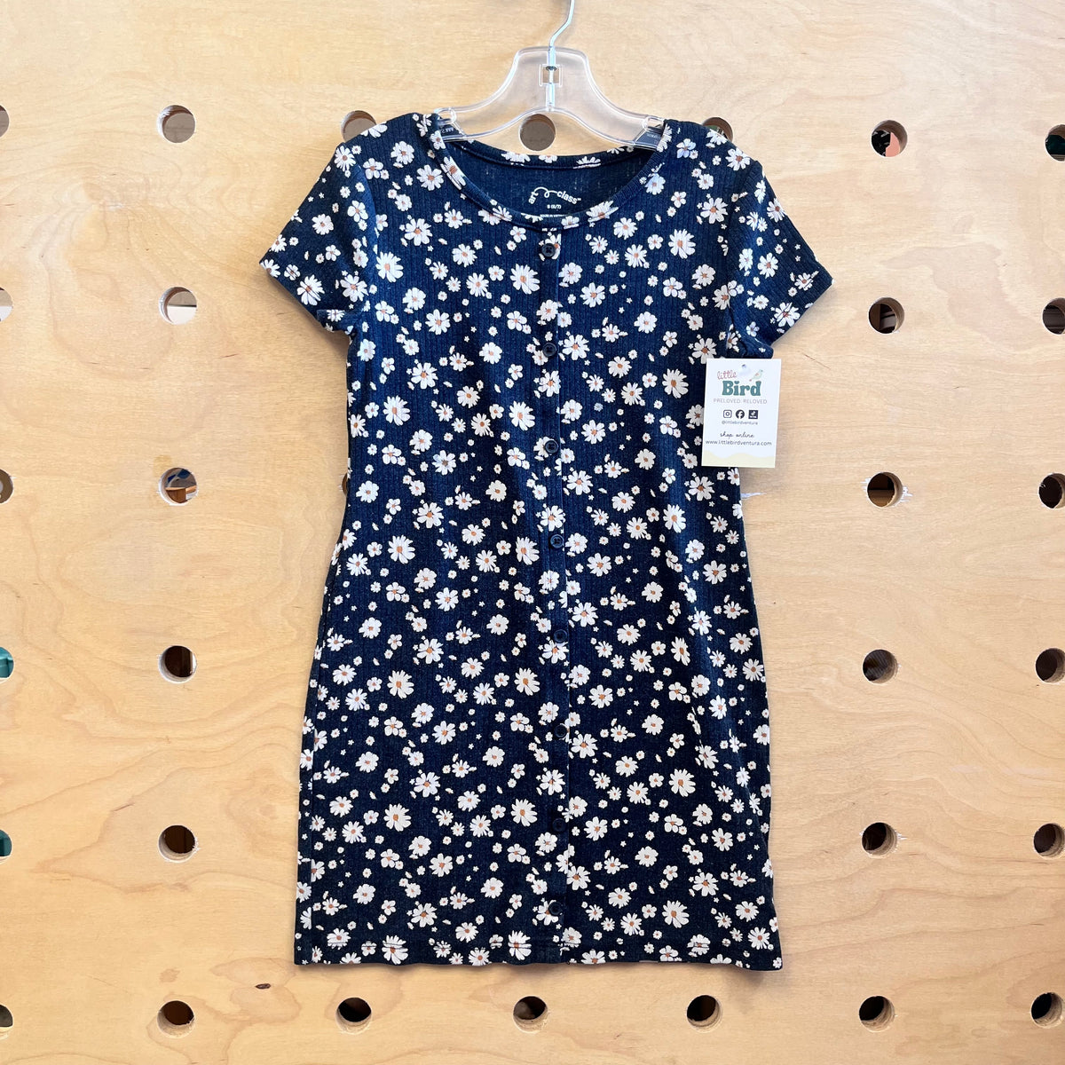 Grey Floral Button Down Dress