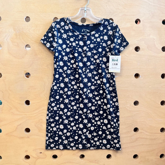 Grey Floral Button Down Dress