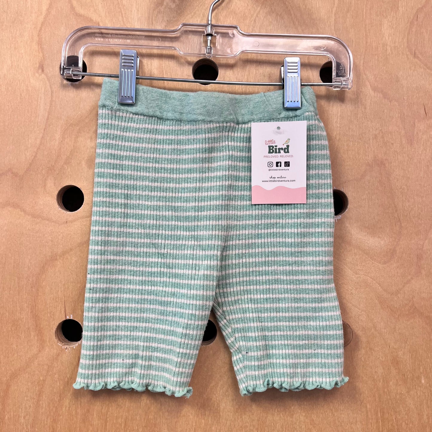 Green + White Ribbed Soft Bike Shorts