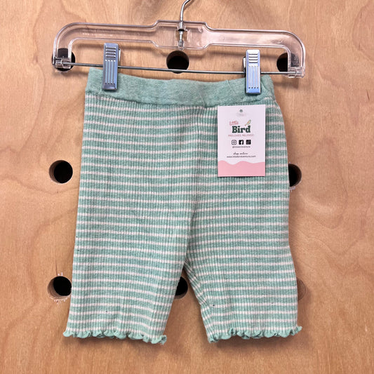 Green + White Ribbed Soft Bike Shorts