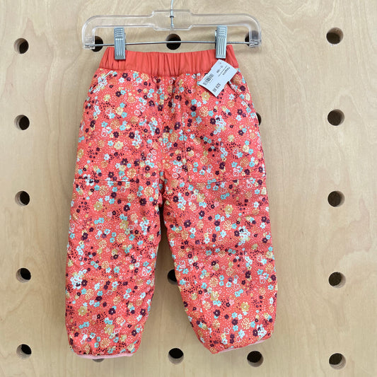 Coral Floral Snow Pants