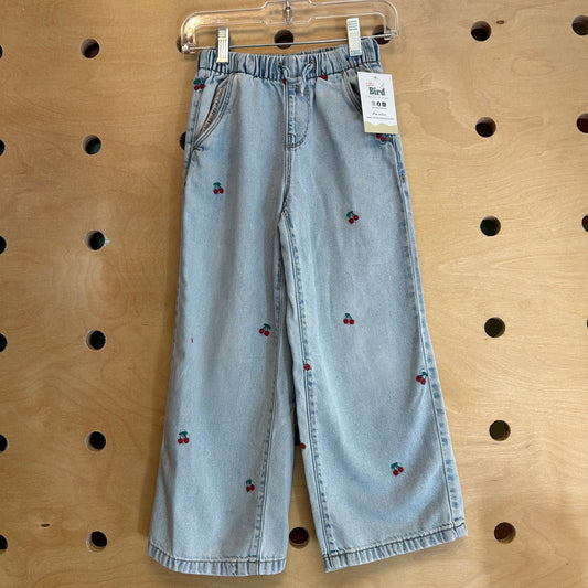 Embroidered Cherries Denim