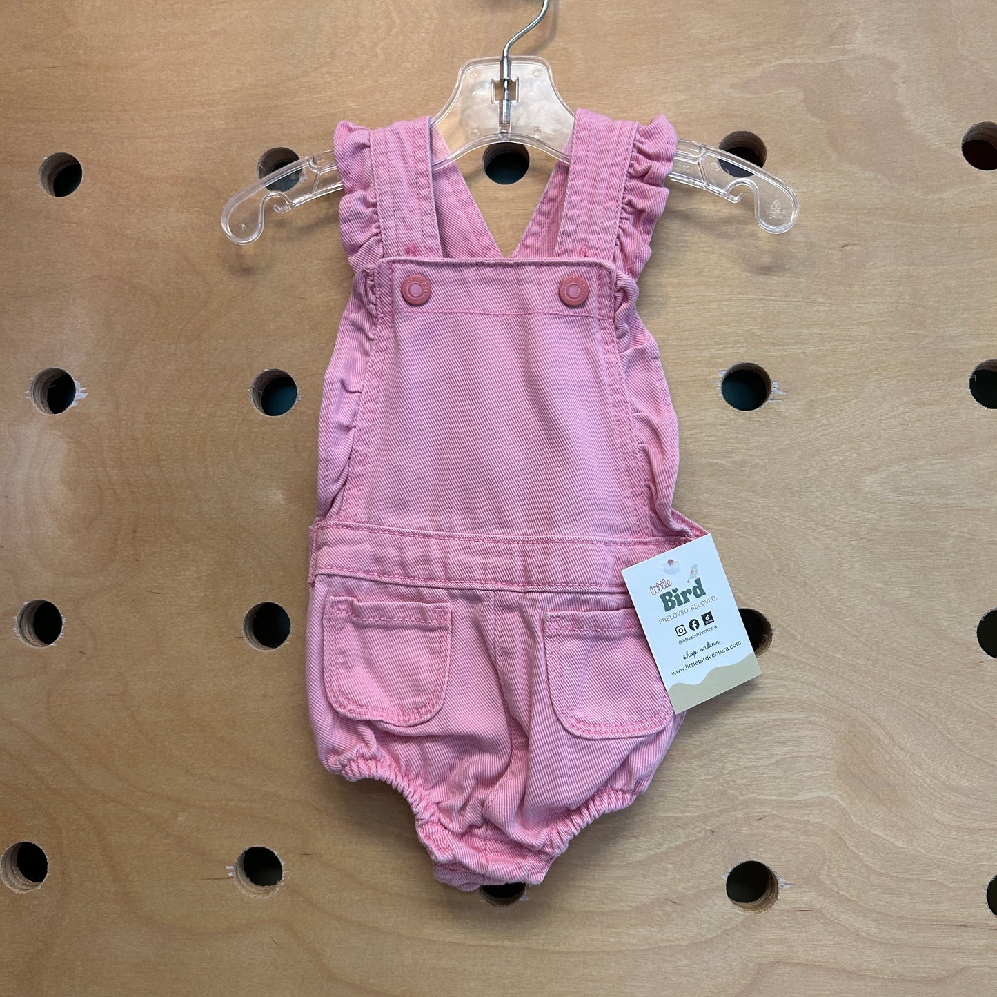 Pink Ruffle Sleeve Denim Romper