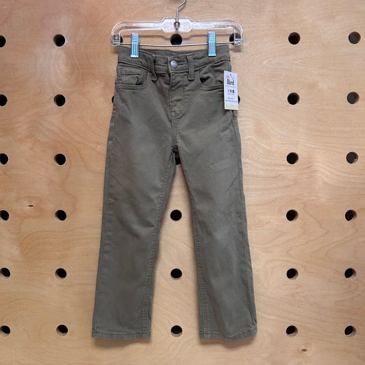 Green Denim Straight Leg Pants