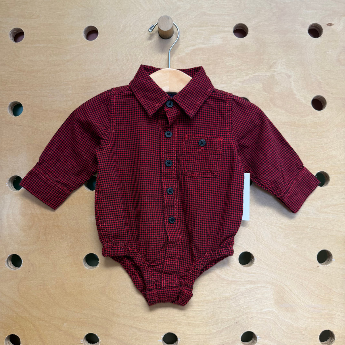 Red/Black Plaid Collared Bodysuit
