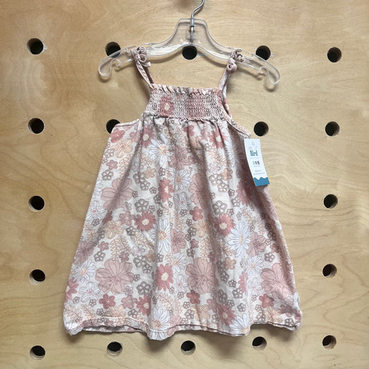 Pink/White Floral Smocked Dress