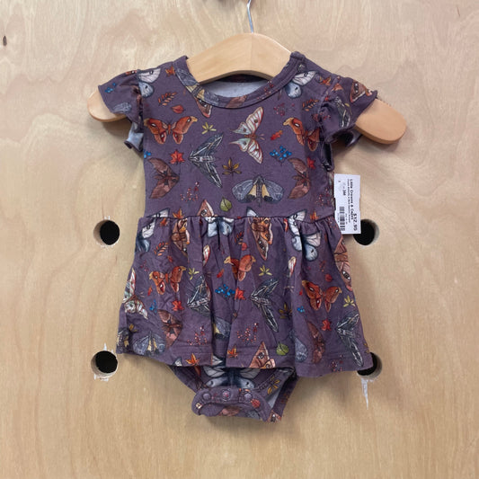 Purple Butterfly & Moth Bamboo Romper