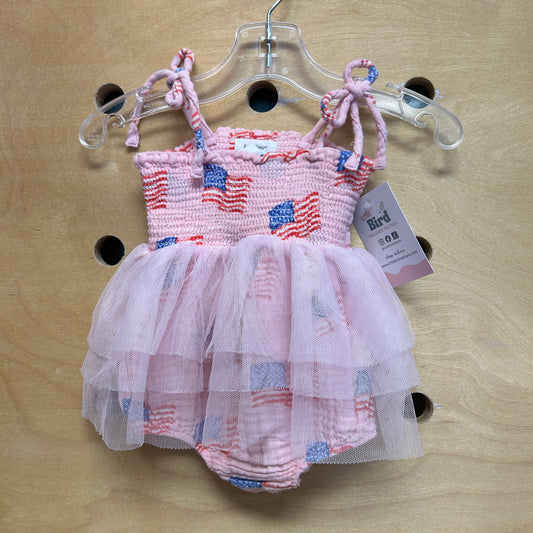 Pink Organic American Flag Tulle Romper