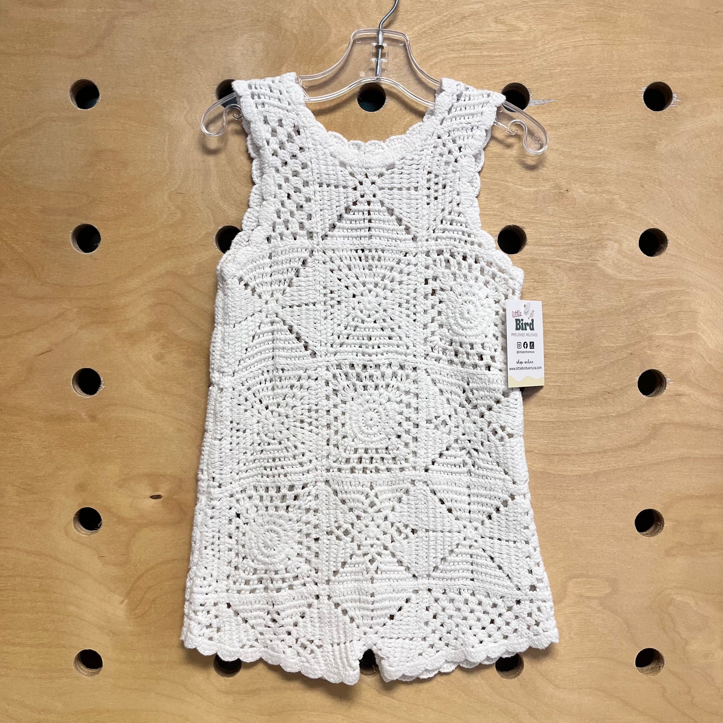 White Crochet Granny Squares Romper