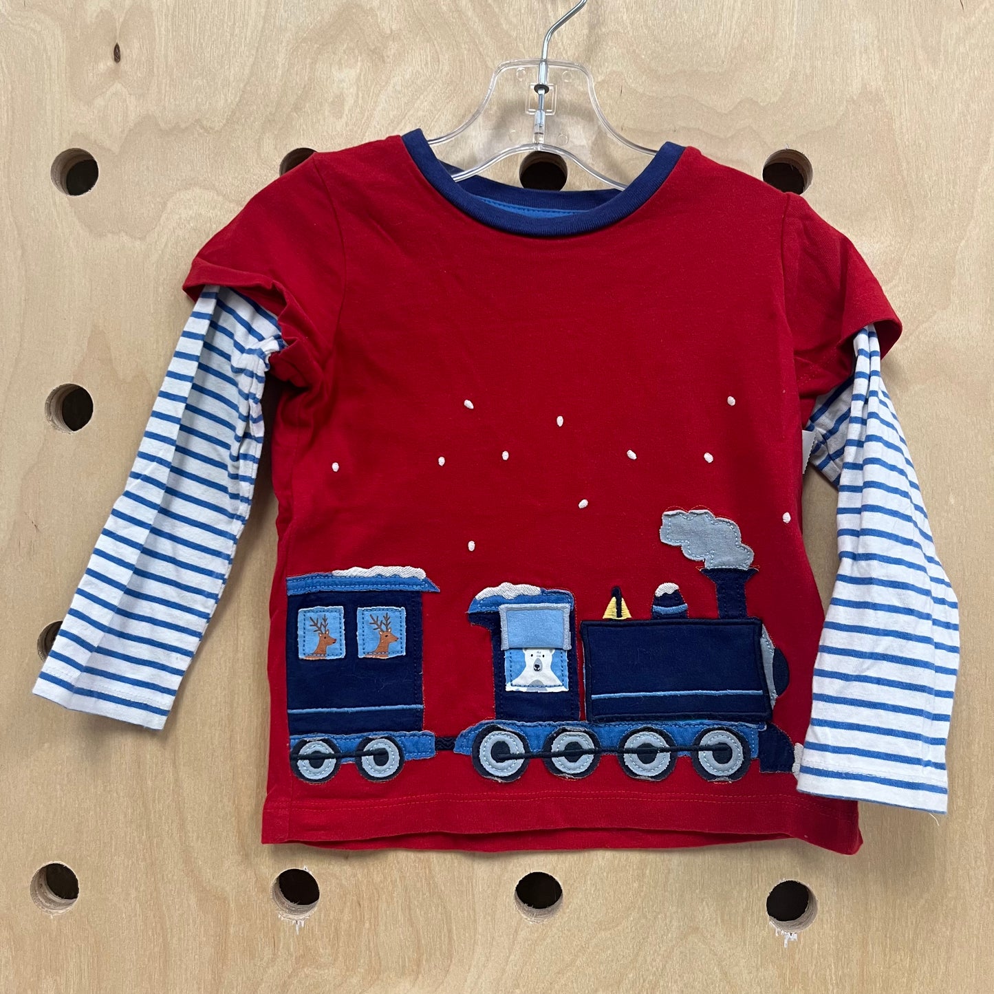 Red Snowy Train LS Tee