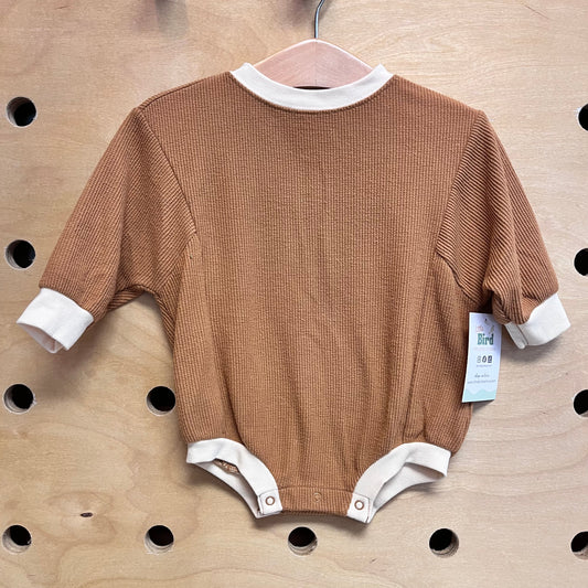 Brown & Cream Waffle Knit Bubble Romper