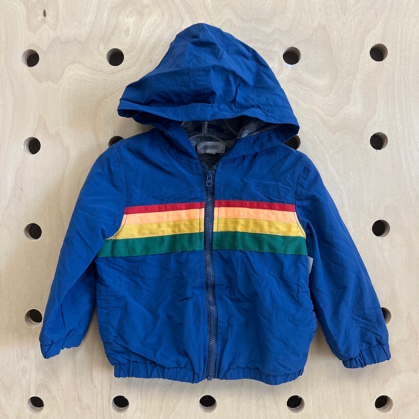 Blue Rainbow Striped Lined Zip Hoodie