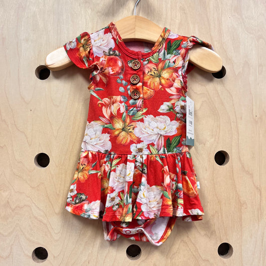 Orange Floral Bamboo Romper