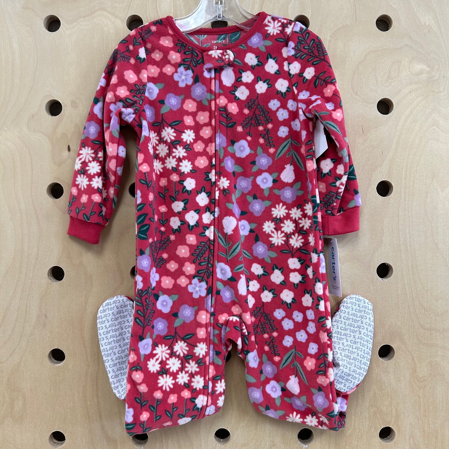 Pink Floral Fleece Footies