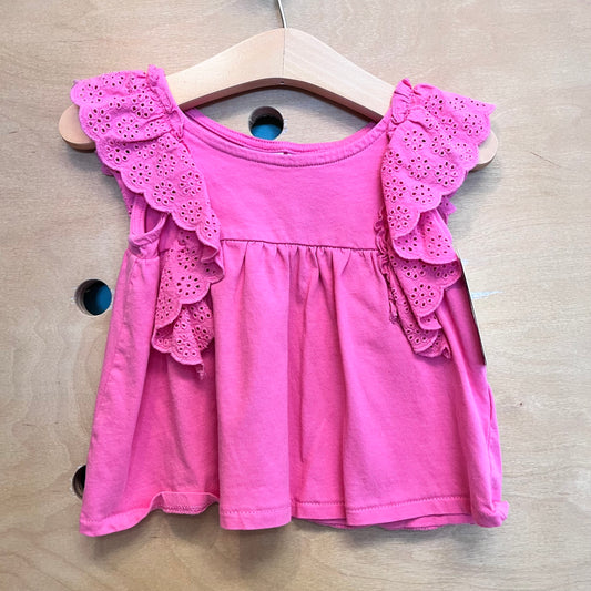 Pink Eyelet Ruffle Top