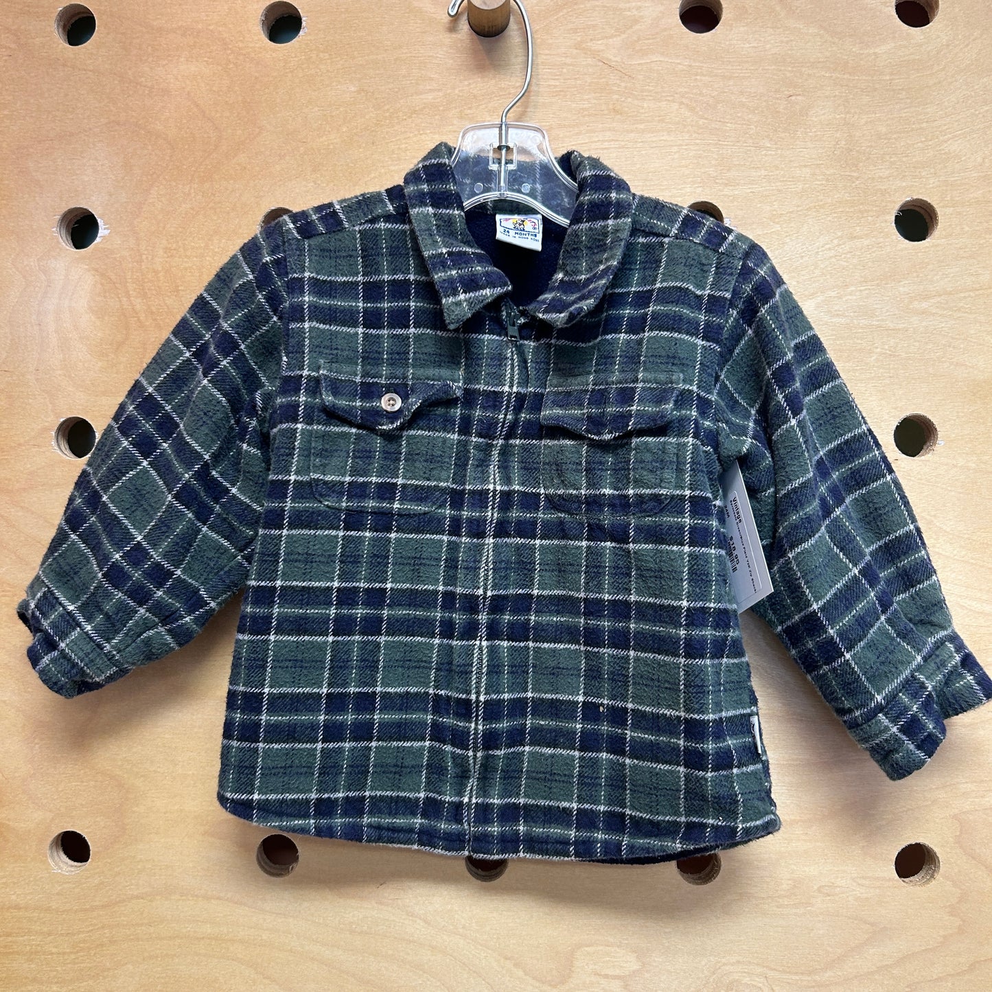 Sprockets Green/Blue Plaid Y2K Zip Shacket