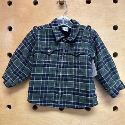 Sprockets Green/Blue Plaid Y2K Zip Shacket