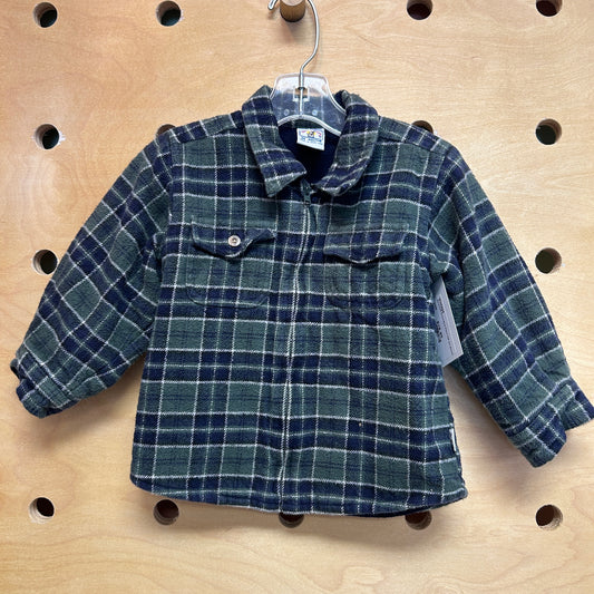 Sprockets Green/Blue Plaid Y2K Zip Shacket