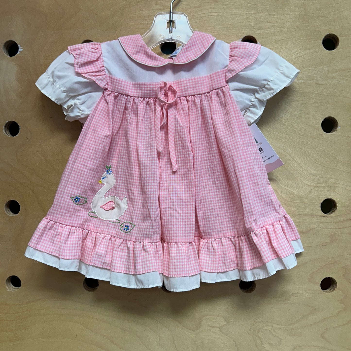 Little Set Pink/White Gingham Swan Dress