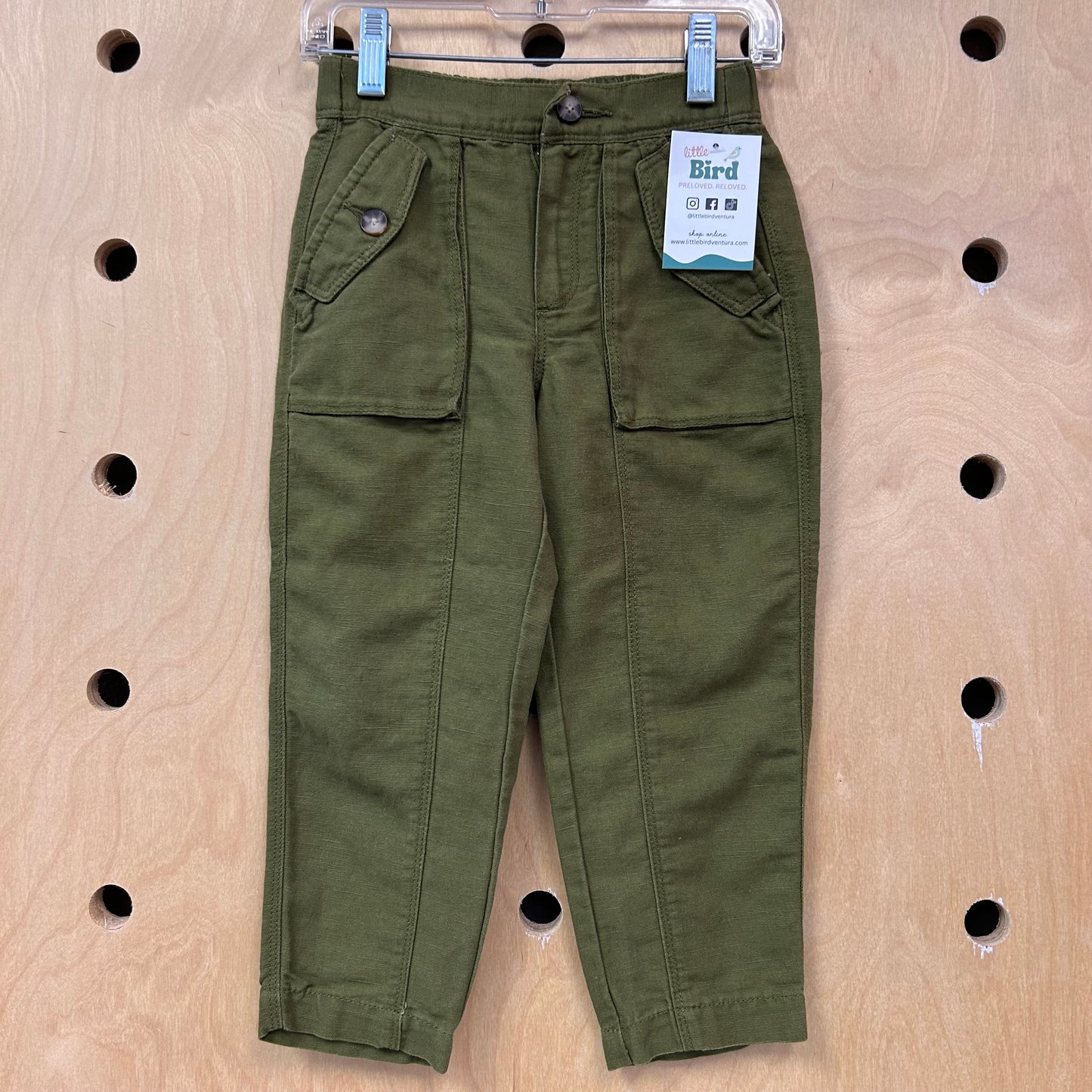 Green Linen Blend Pants