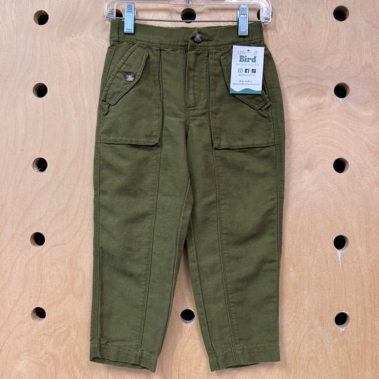 Green Linen Blend Pants