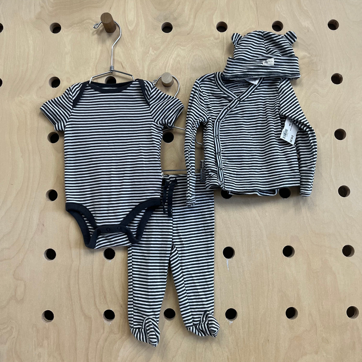 Grey Striped 4pc Layette