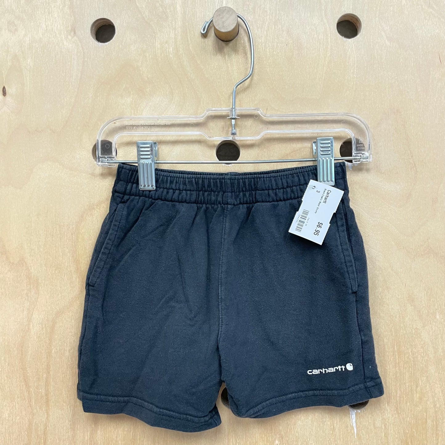 Black Elastic Waist Shorts