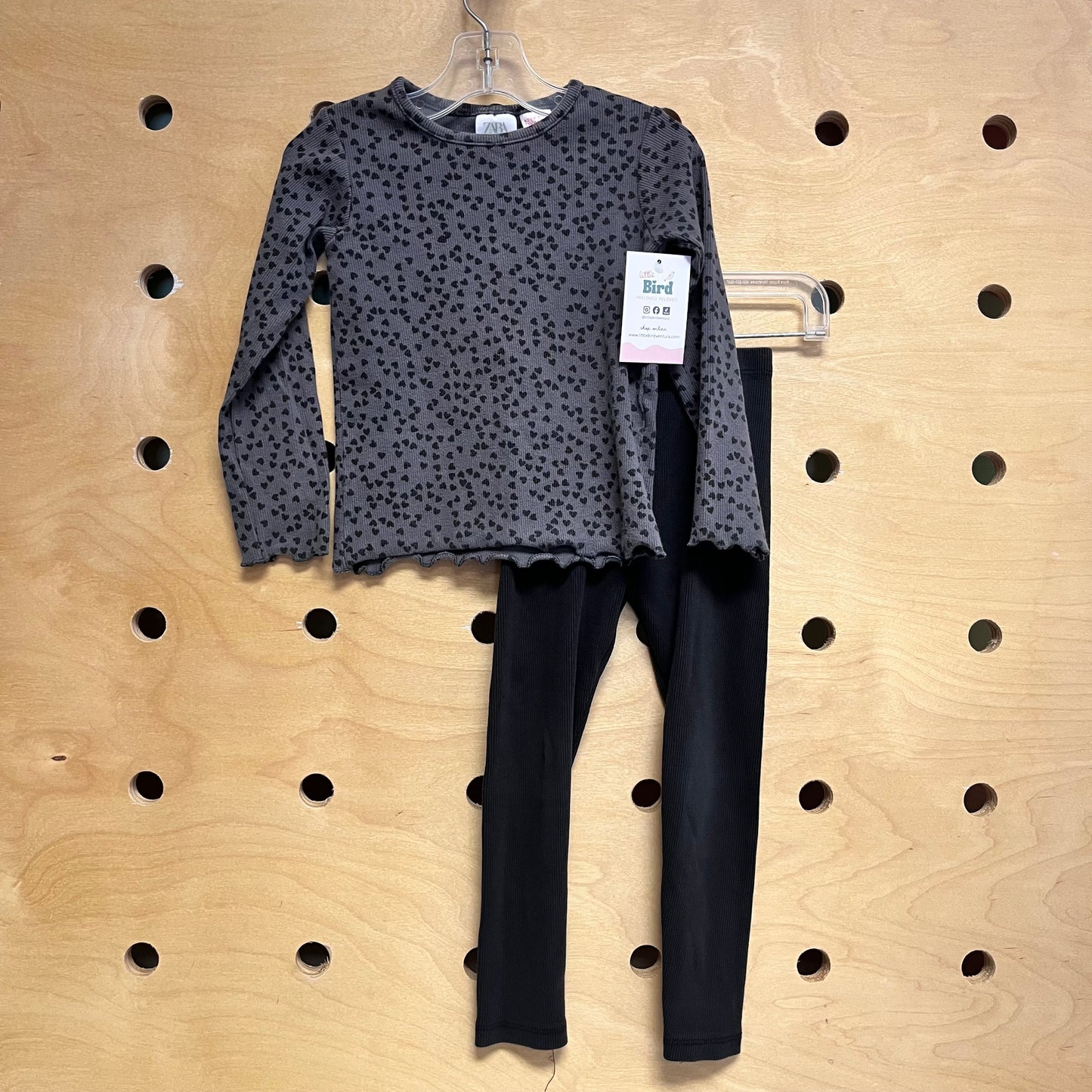 Black/Grey Hearts Ribbed Outfit