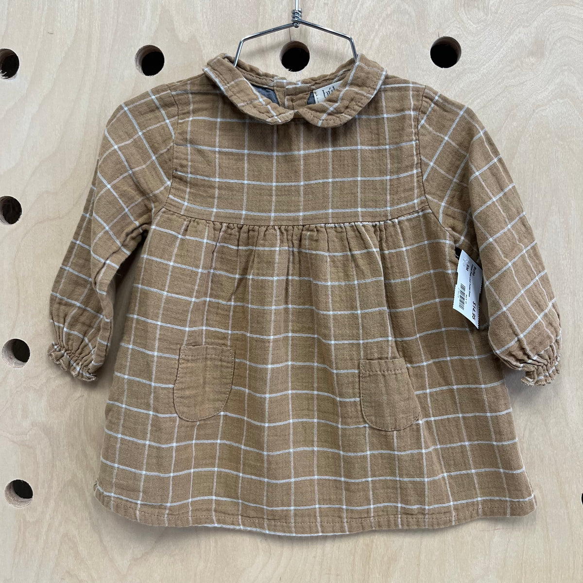 Camel Plaid Lined Pocket Dress