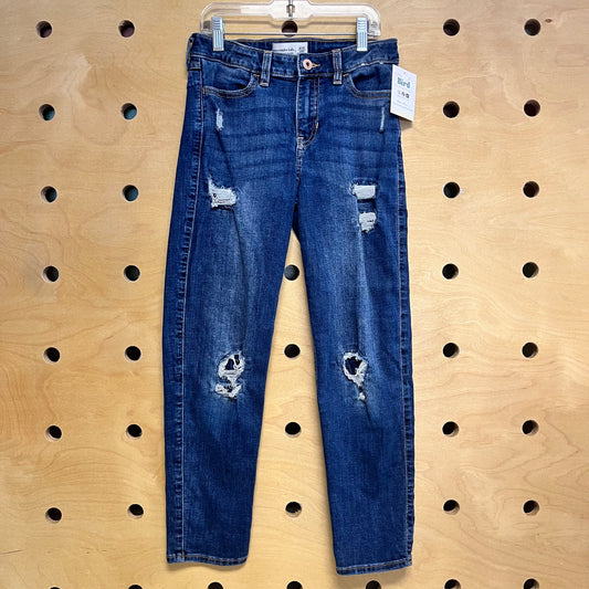 Distressed Straight Long Denim Pants